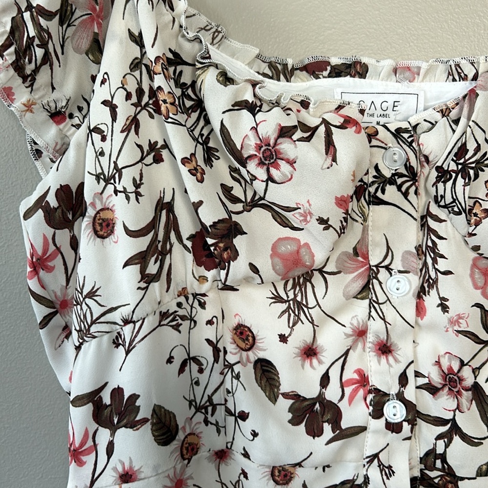 Sage the Label Country Road Off-White Floral Button-Front Mini Dress‎ Size Med - Picture 5 of 9